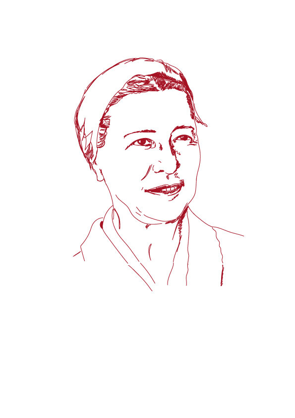 Gezeichnetes Portrait von Simone de Beauvoir