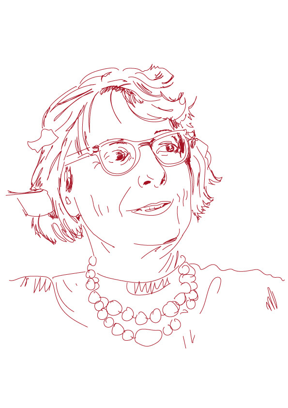 Gezeichnetes Portrait von Jane Jacobs