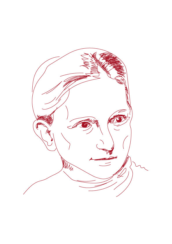 gezeichnetes Portrait von Maria Tusch