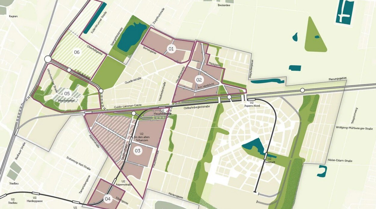 Karte der Stadtentwicklung entlang der U2