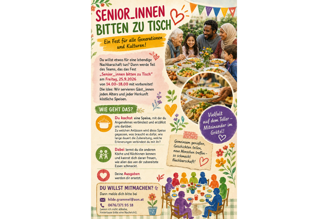 Flyer Senior*innen bitten zu Tisch