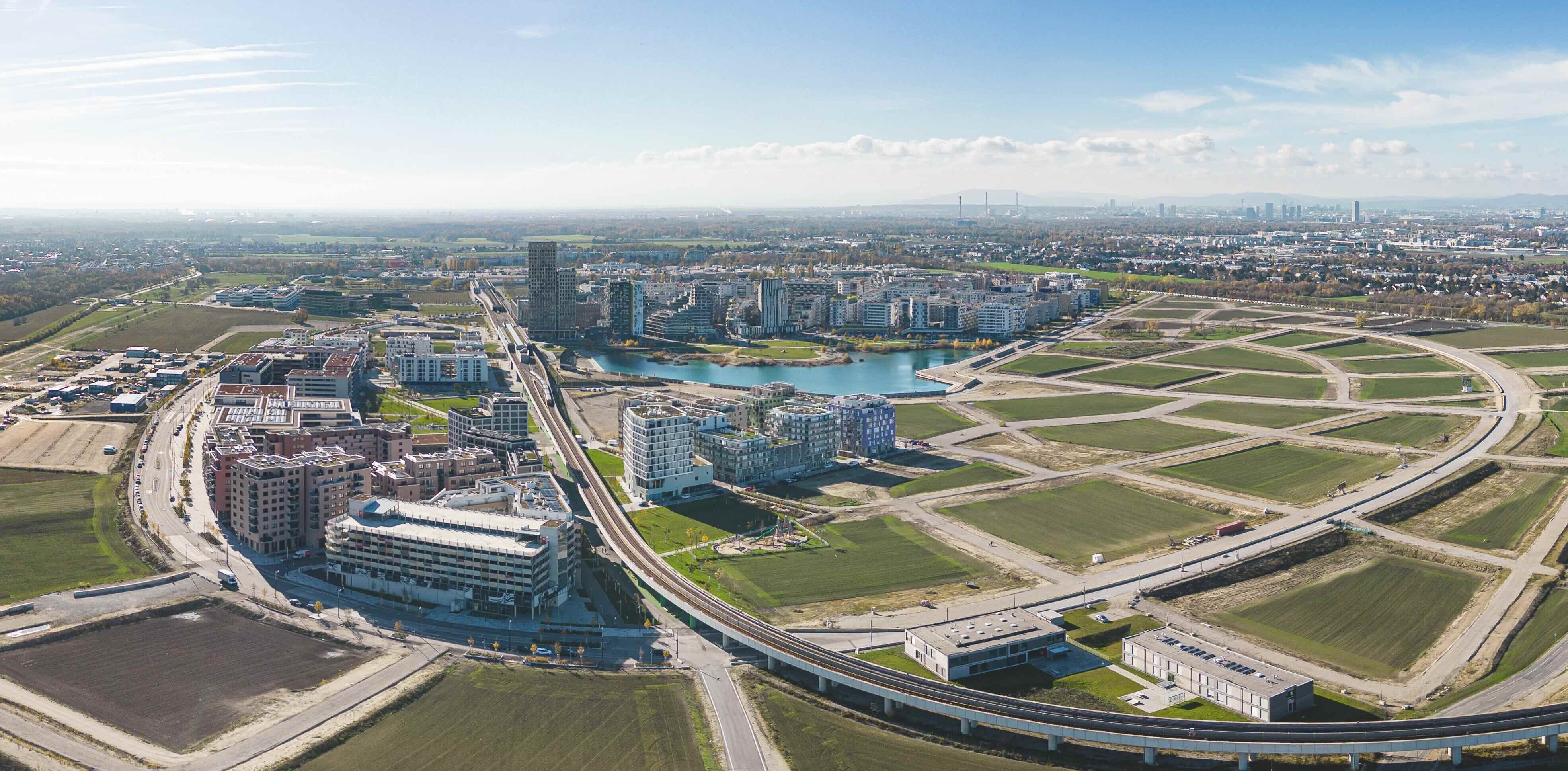 Die Seestadt von oben Luftbild von der Seestadt