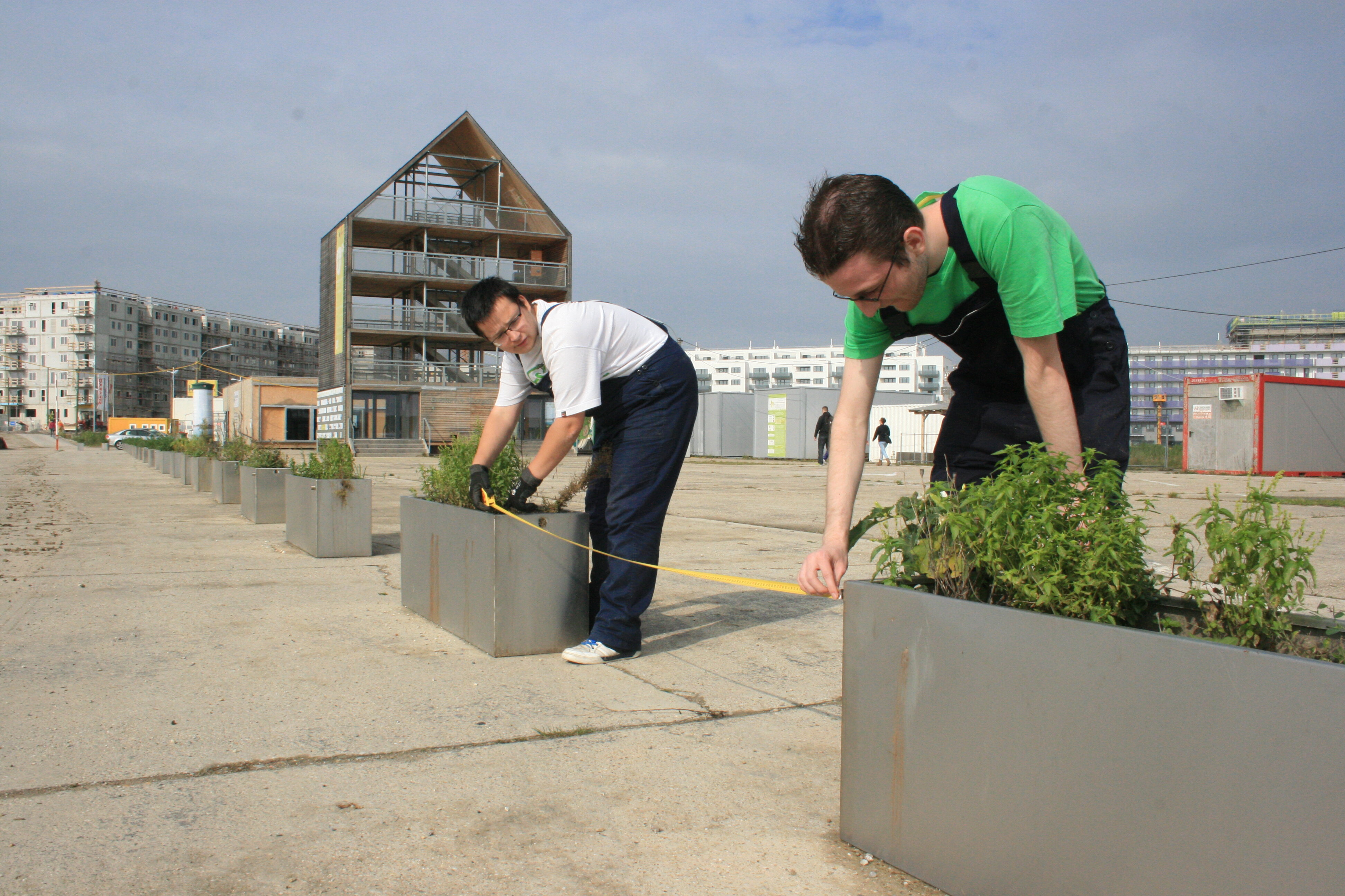 Jugendliche bauen das erste taktile Leitsystem der Seestadt!
