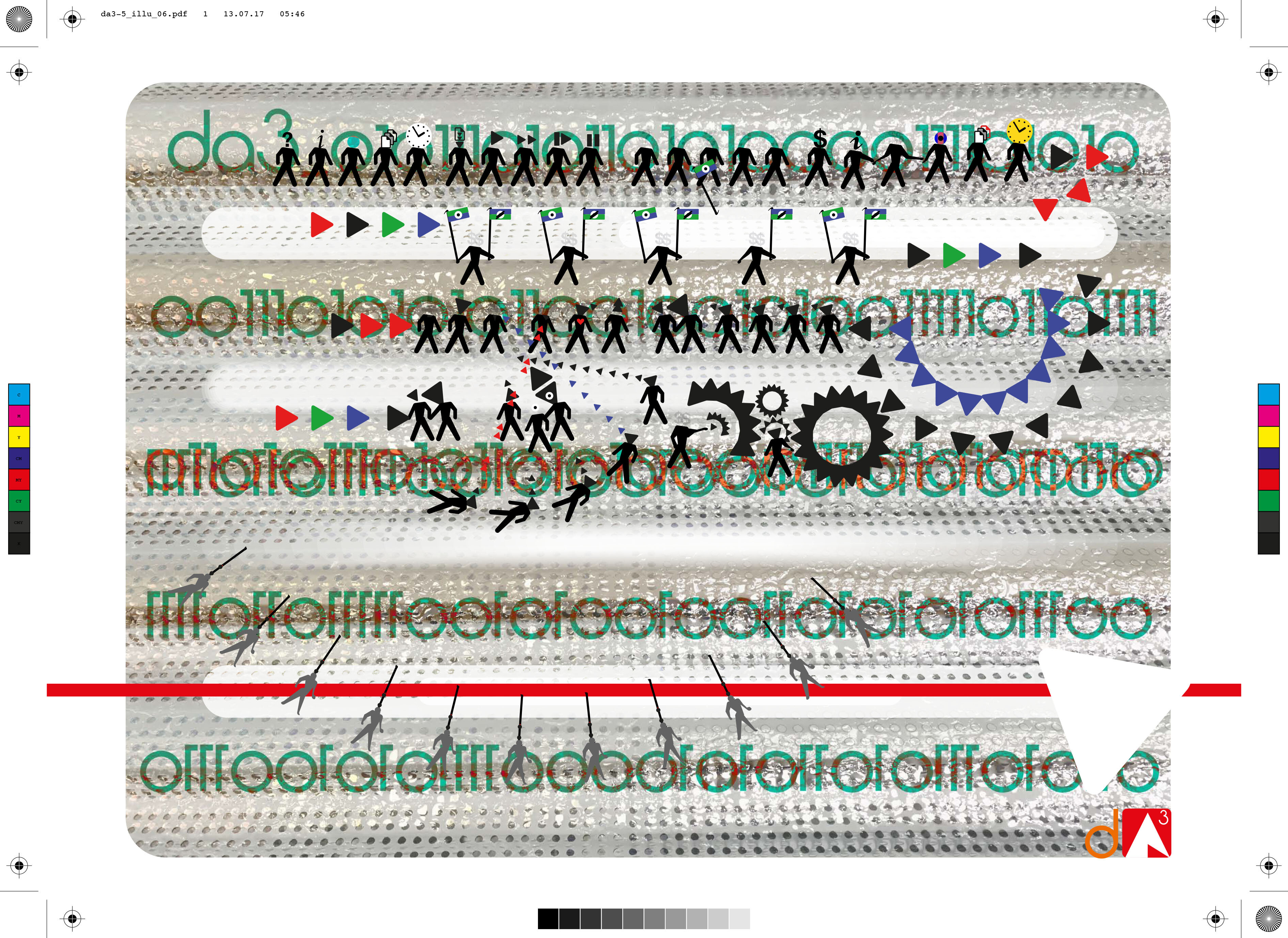 Flyer zur dreiteiligen Work-Shop-Reihe "dA3: digital Art, digital Apps, digital Awareness"