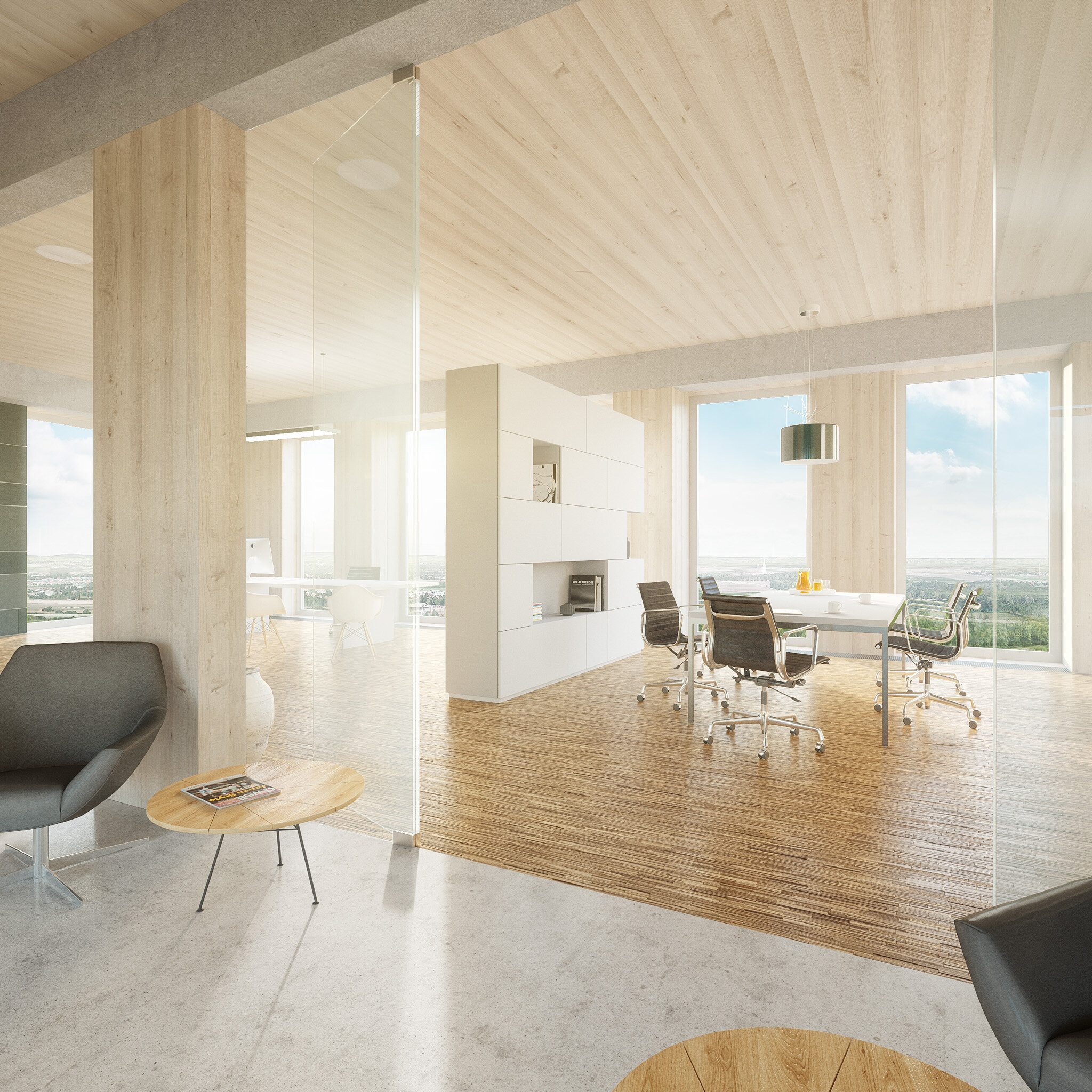 Rendering eines Büros im HoHo WIen 