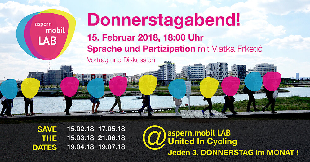 Flyer der Donnerstagabend Forschungsreihe aspern.mobilLAB bei United in Cycling