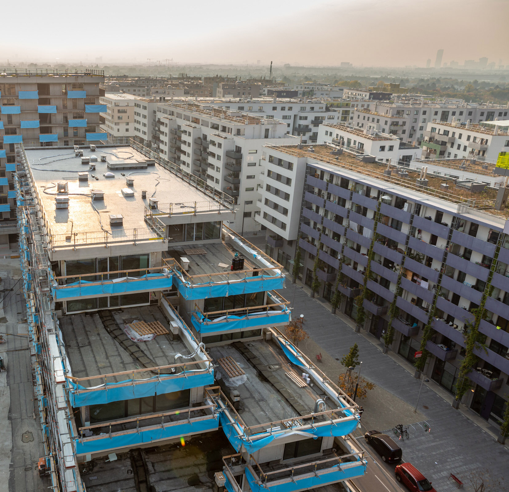 Bild des Rohbaus des Projekts SeeSee Home von oben fotografiert. 