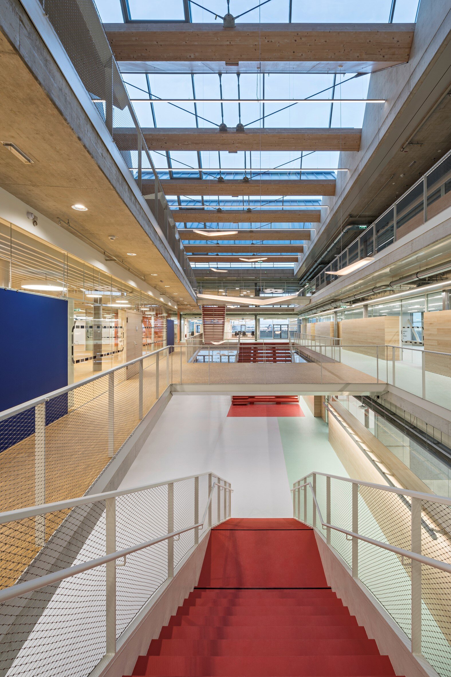 Innenfoto des BRG Seestadt, Stiegenaufgang modern. 