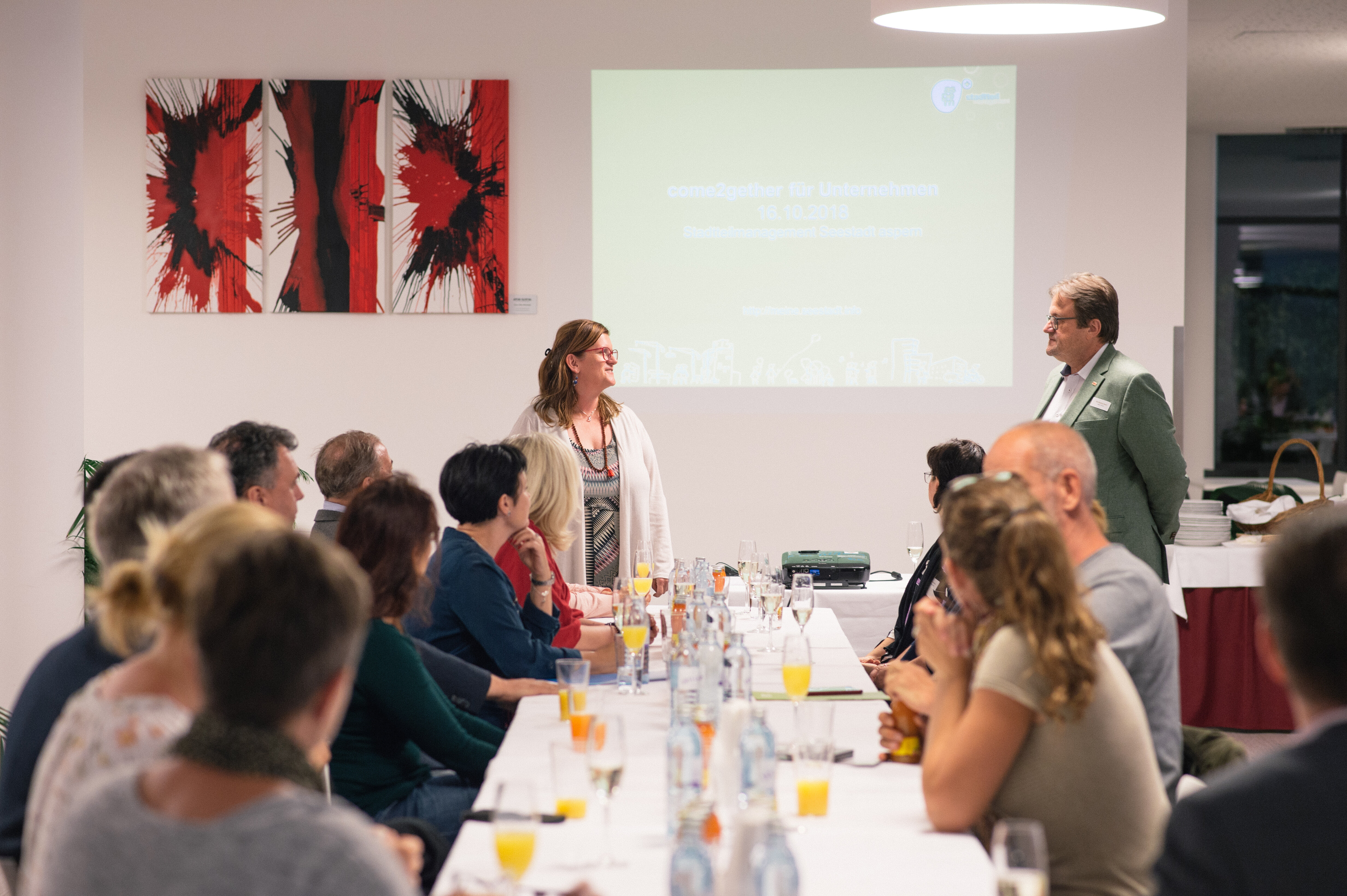 Eine der "come2gether" Veranstaltungen führte zu Wien Work, einem der größten Arbeitgeber in der Seestadt.