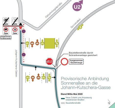 provisorische Anbindung Sonnenallee an die Johann-Kutschera-Gasse