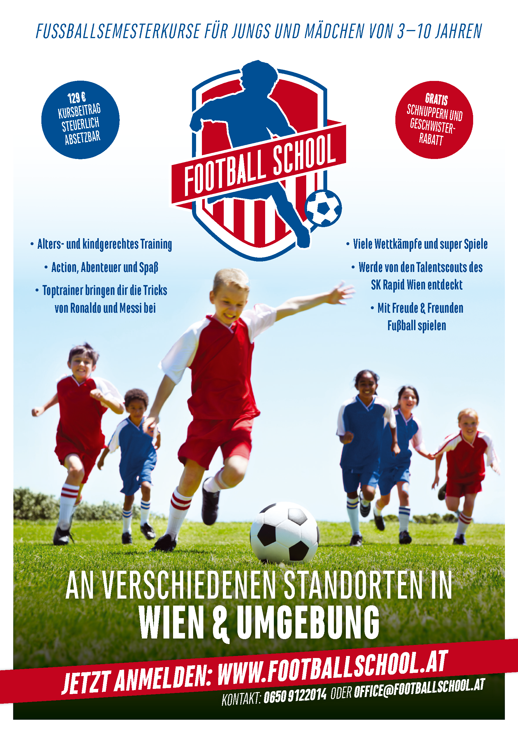 Fußballkurse der Football School in der Seestadt