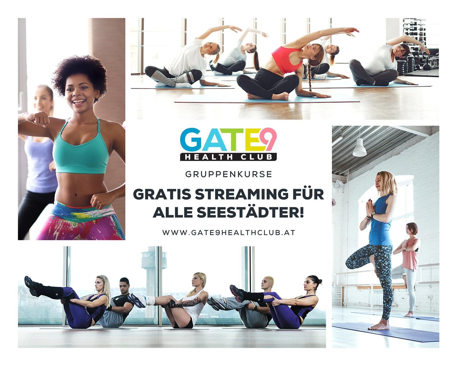Online-Sportkurse des Gate 9 Health Clubg - weitere Infos finden Sie auf der Website