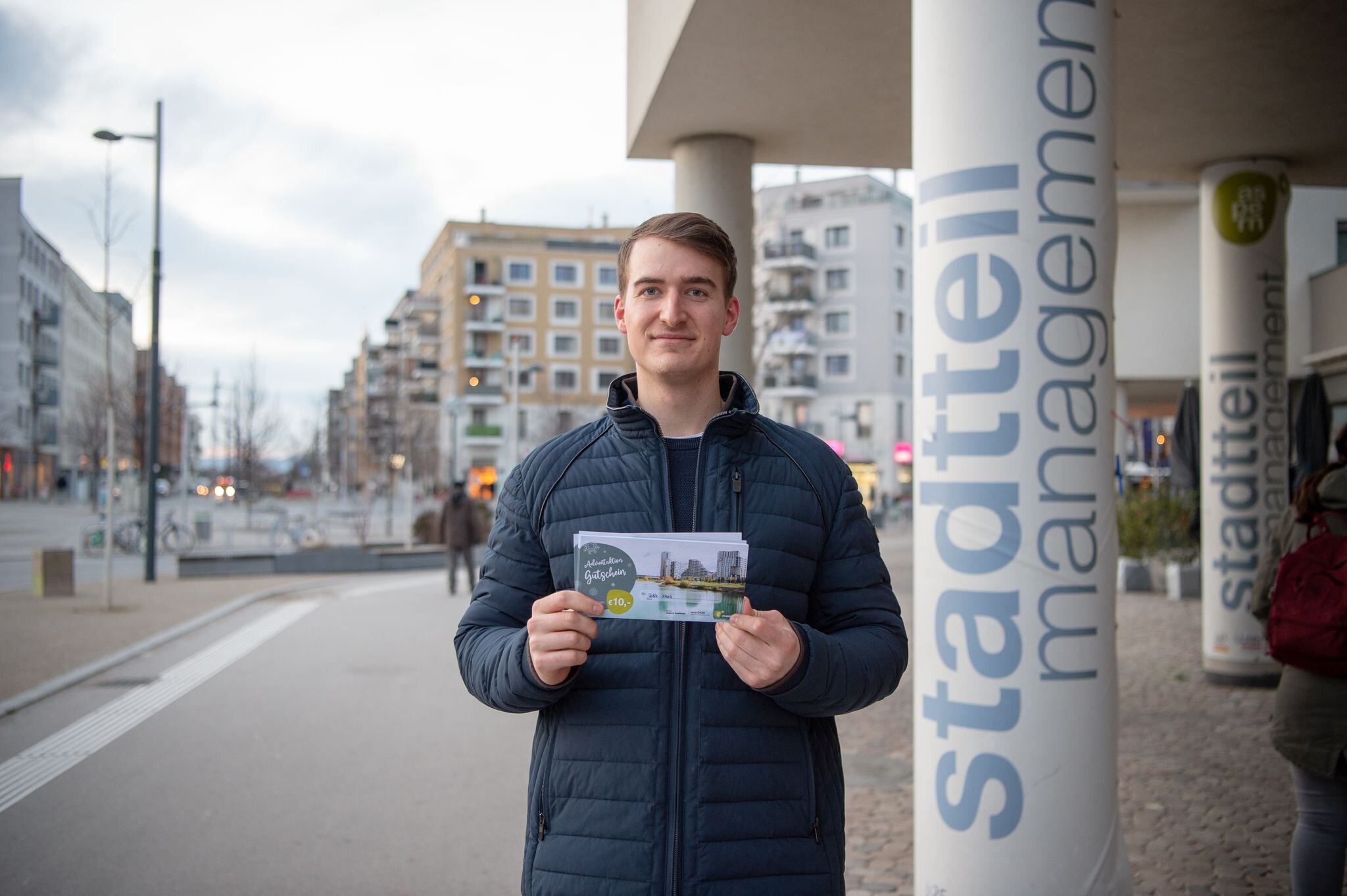 Die ersten GewinnerInnen konnten bereits ihre Seestadt-Einkaufsgutscheine entgegennehmen.