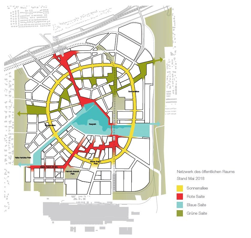 Grafik Seestadt: Netzwerk des öffentlichen Raums