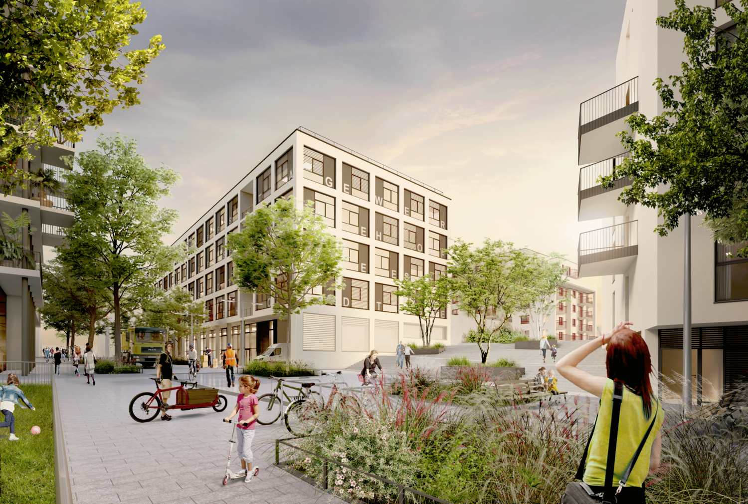 Rendering Gewerbehof Seestadt