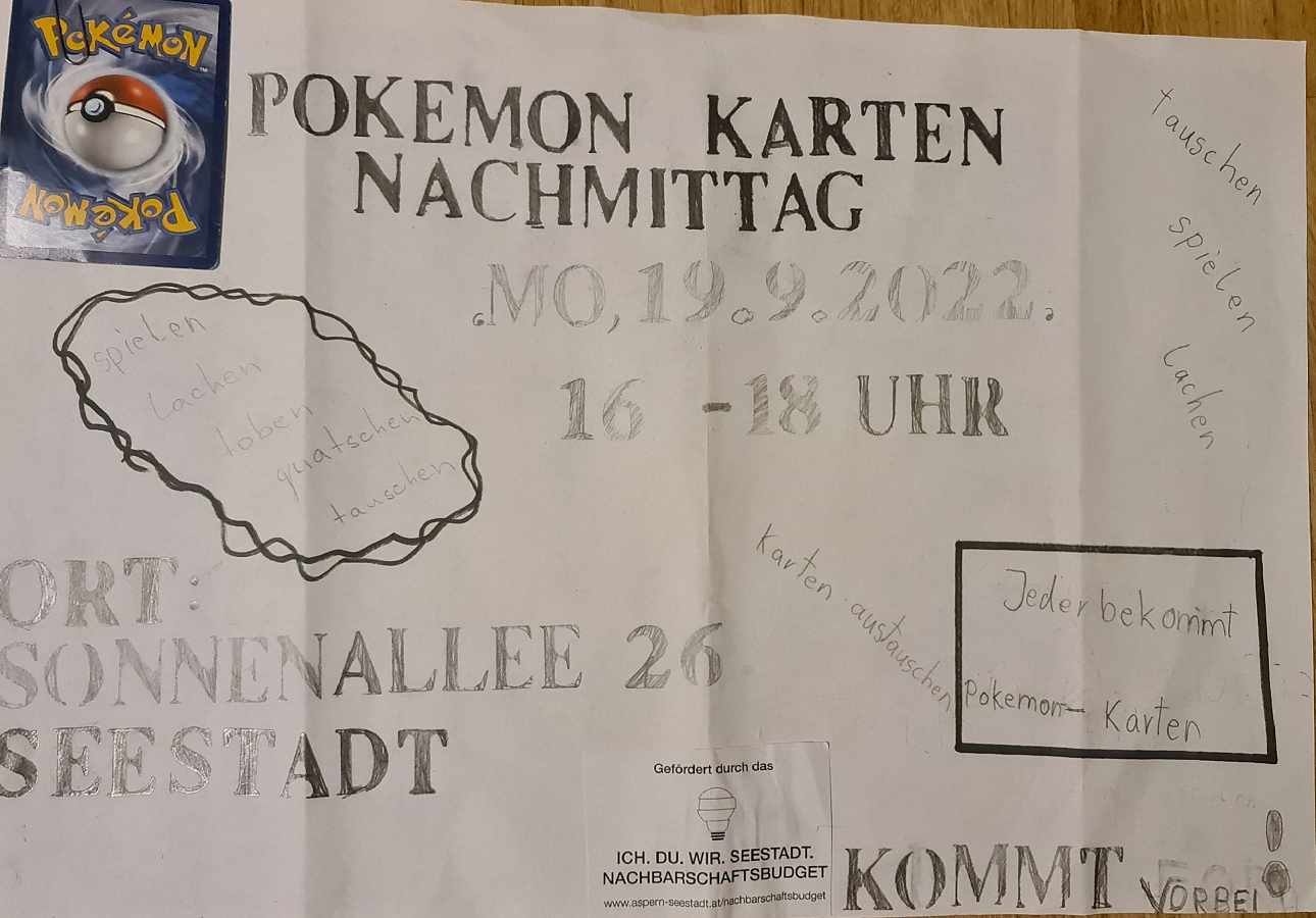 Pokemon Kartennachmittag. Informationen über Ort und Zeit der Veranstaltung