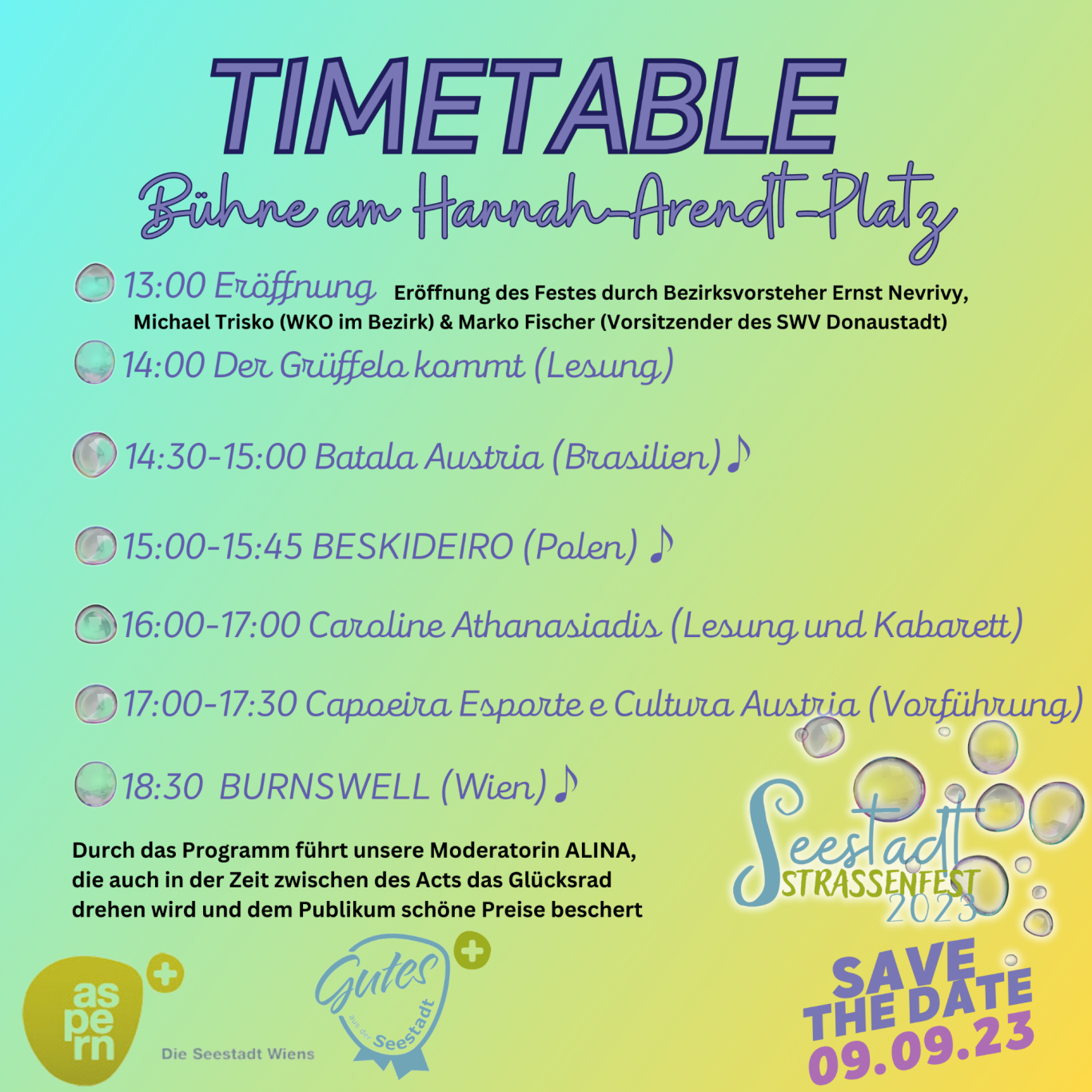 der Zeitplan des Straßenfest