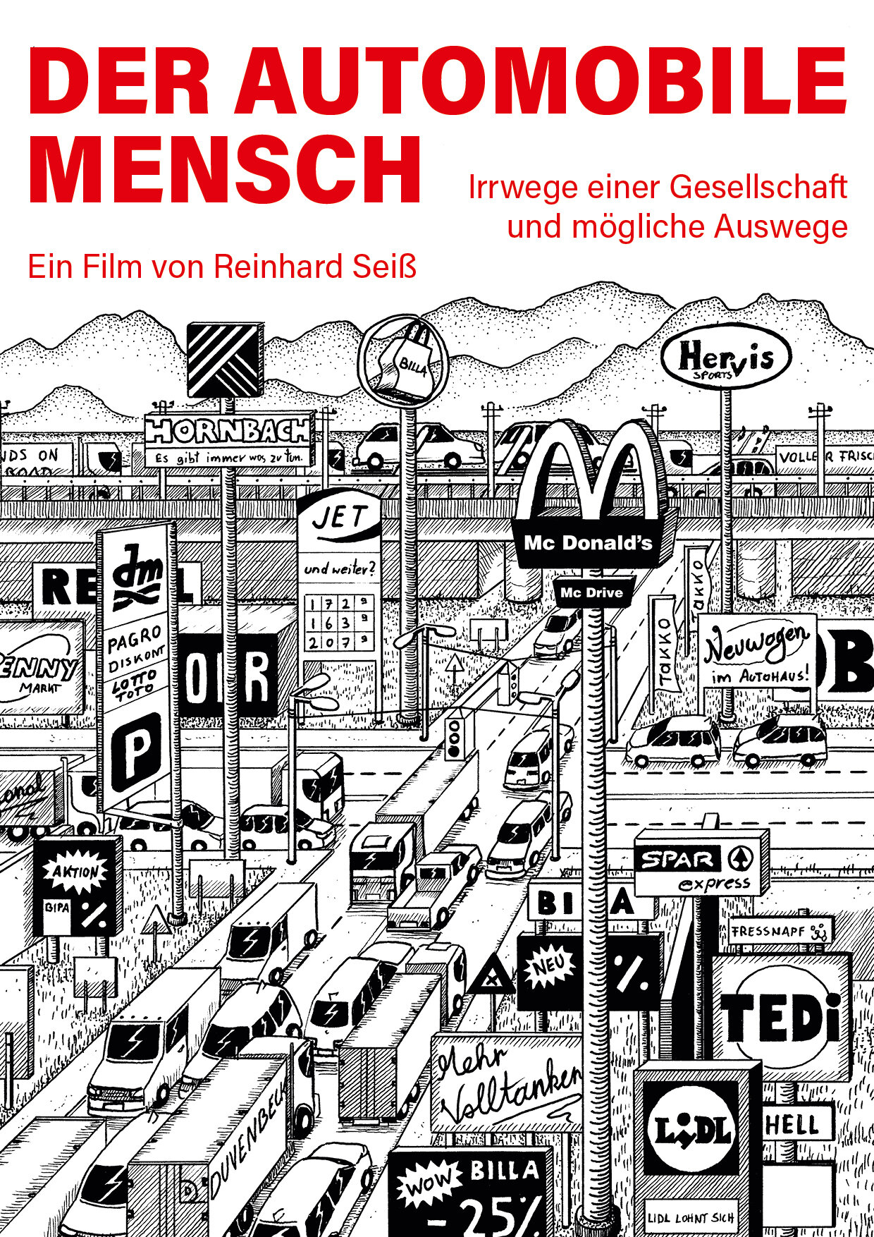 Der automobile Mensch - Filmscreening und Podiumsdiskussion Filmplakat, schwarz weiß