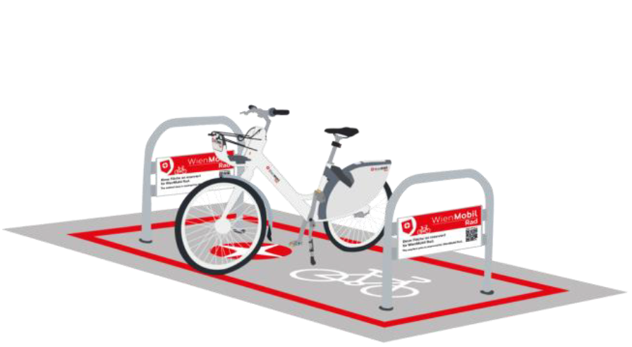 Visualisierung eines WienMobil Rades ohne Docks. 