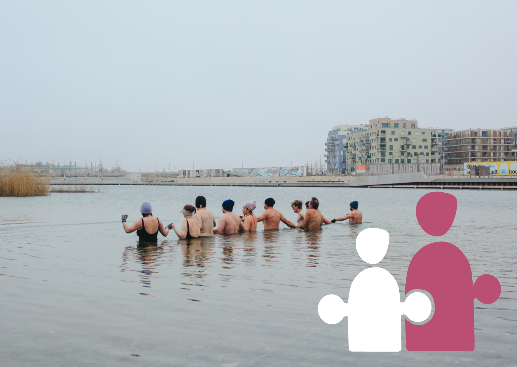 Nachbarschaftliches Eisschwimmen