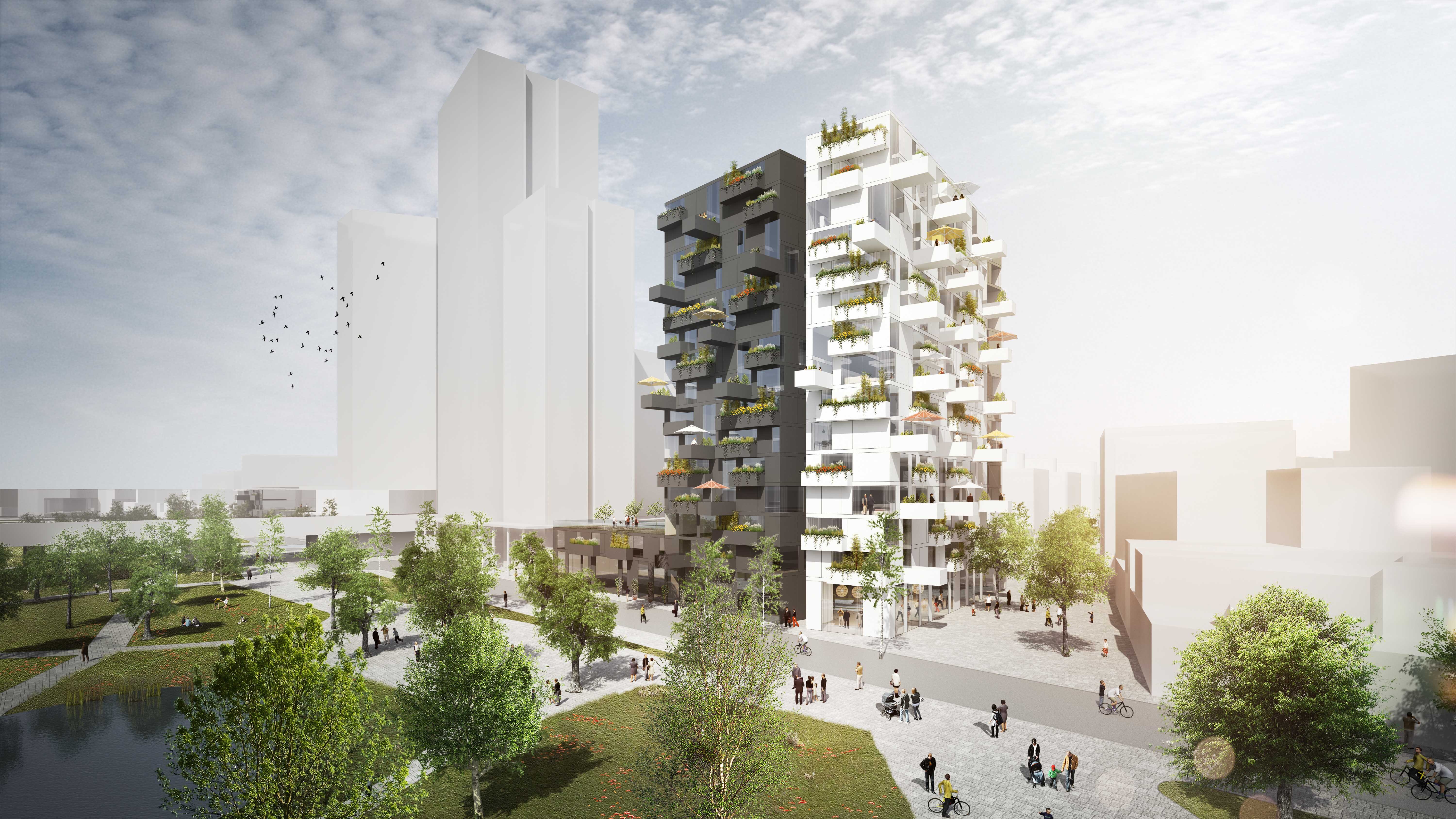 Visualierung Wohnhochhaus mit Seeblick in aspern Seestadt