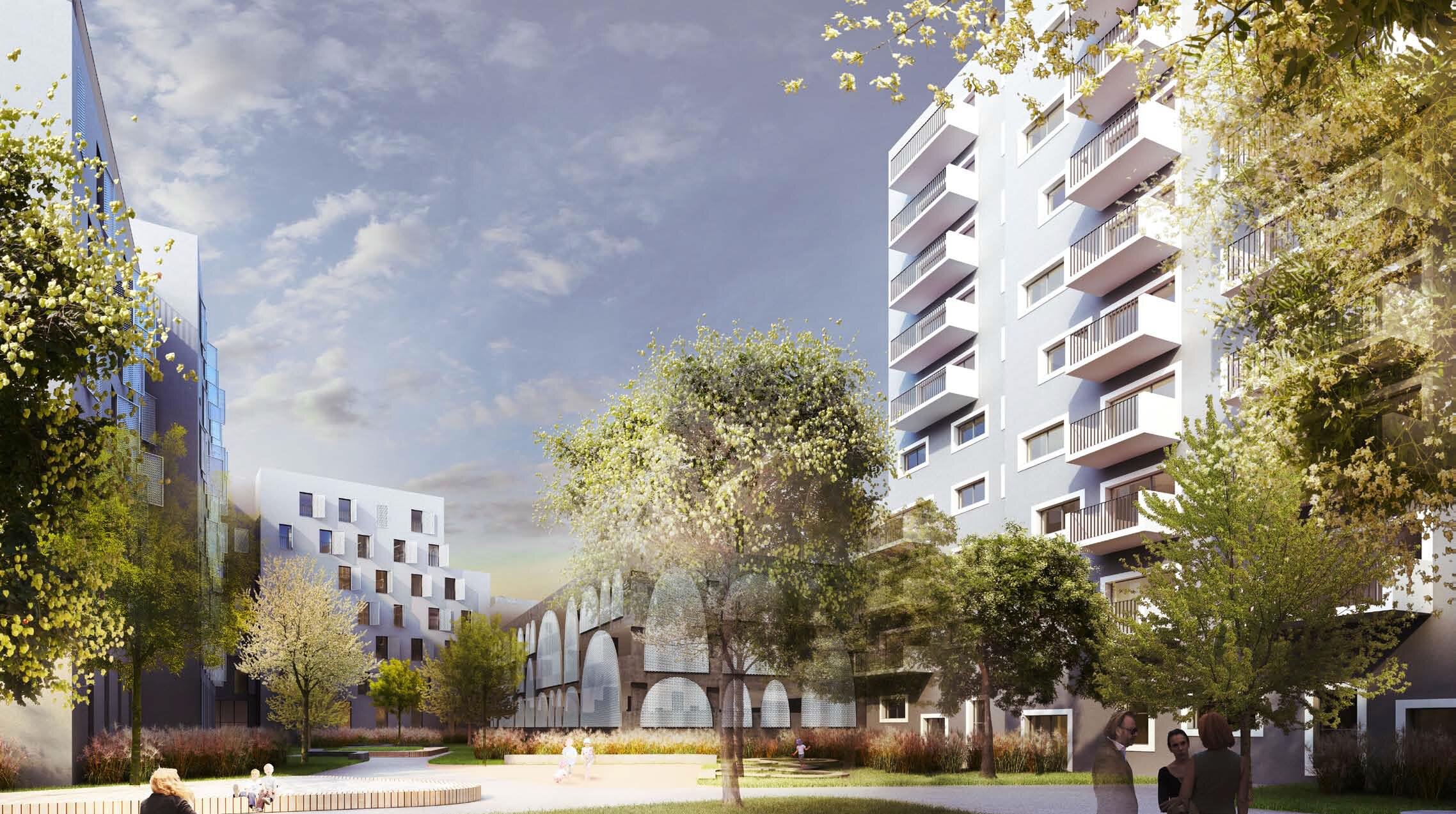 Visualisierung Baufeld J12 in aspern Seestadt