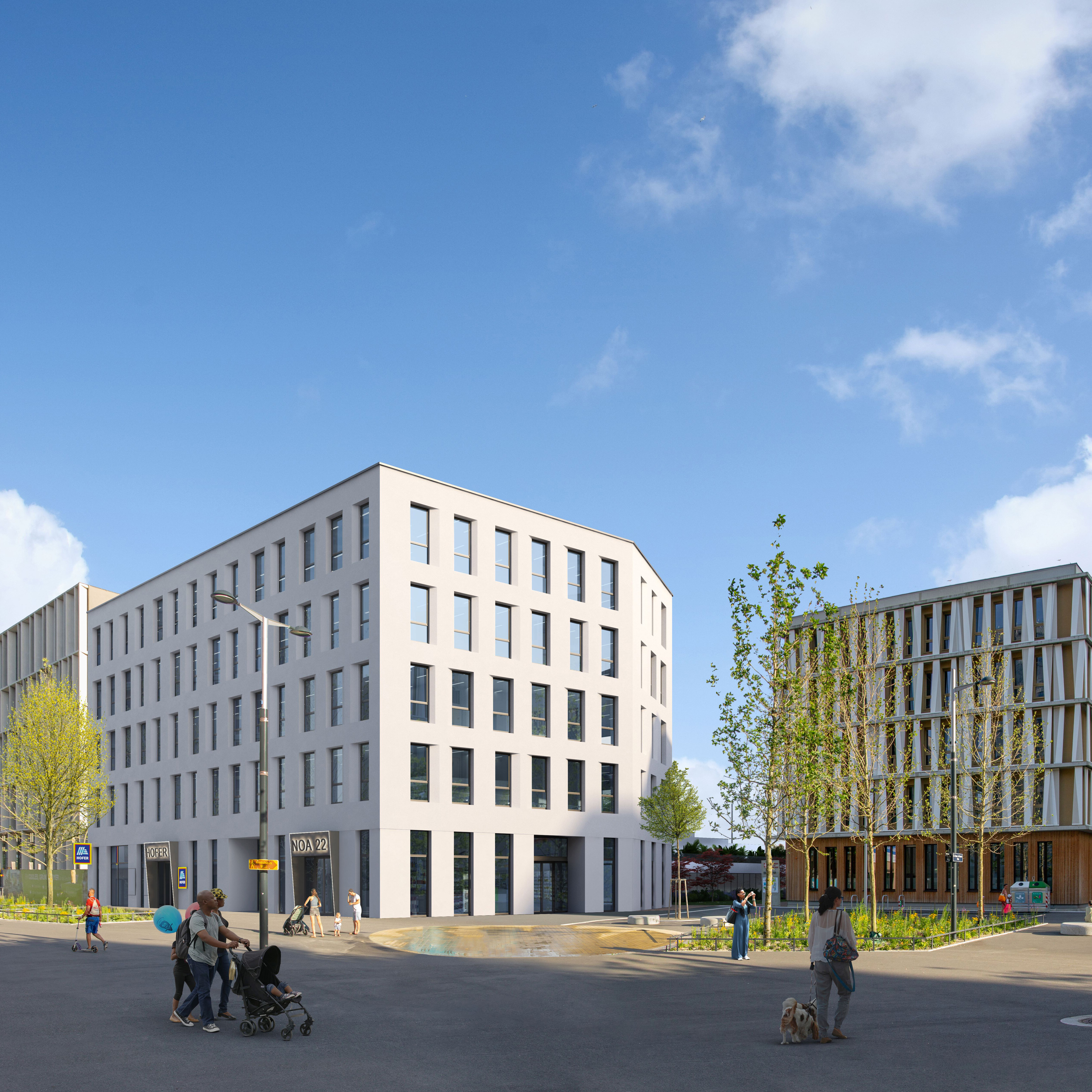 Auf sechs Etagen bietet NOA22 Platz für Primärversorgungseinheiten, Gruppenpraxen, Tageskliniken, Ambulanzen und gesundheitsnahe Gewerbebetriebe.