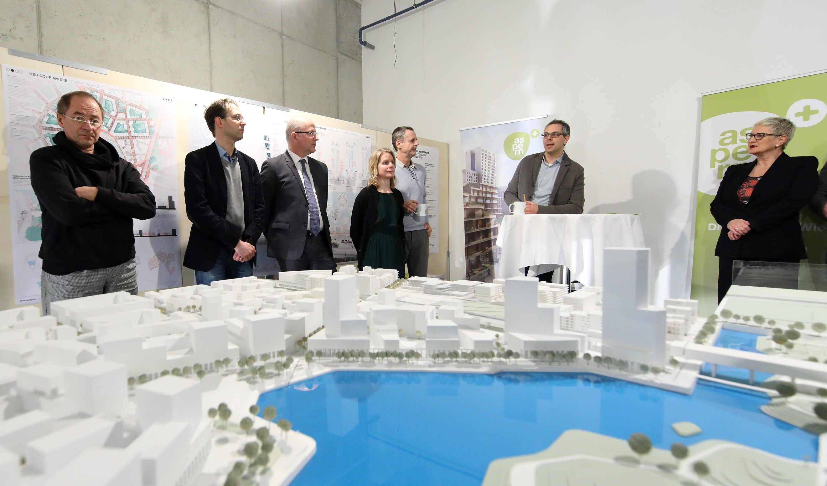 Ausstellungseröffnung zum städtebaulichen Wettbewerb Quartier „Seeterrassen“, Sonnenallee 26 in aspern Seestadt