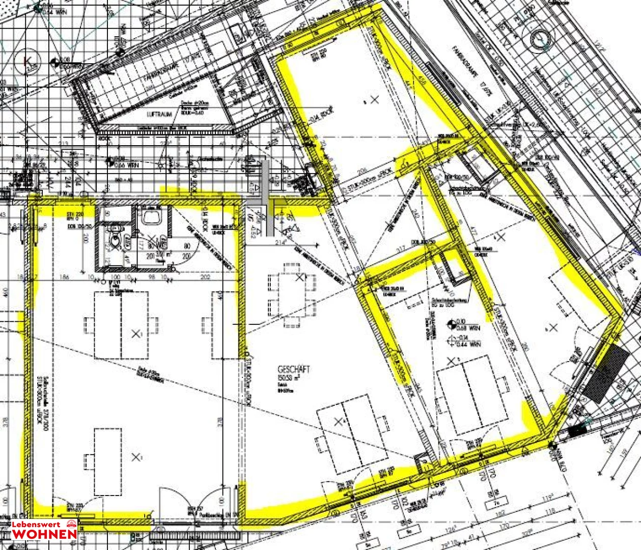 Grundriss Geschäftslokal EG 153m²