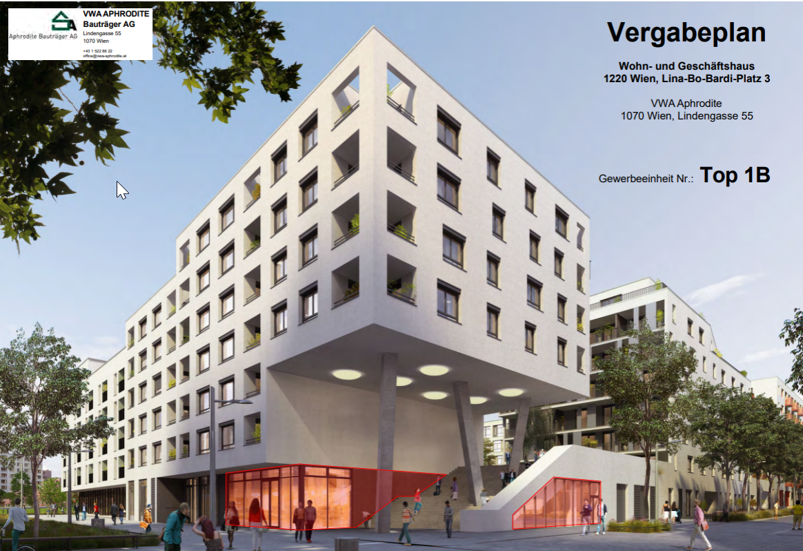 Rendering VWA - Aphrodite Geschäftslokal 422m² davon 209m² EG, 186m² UG und Lager und WC