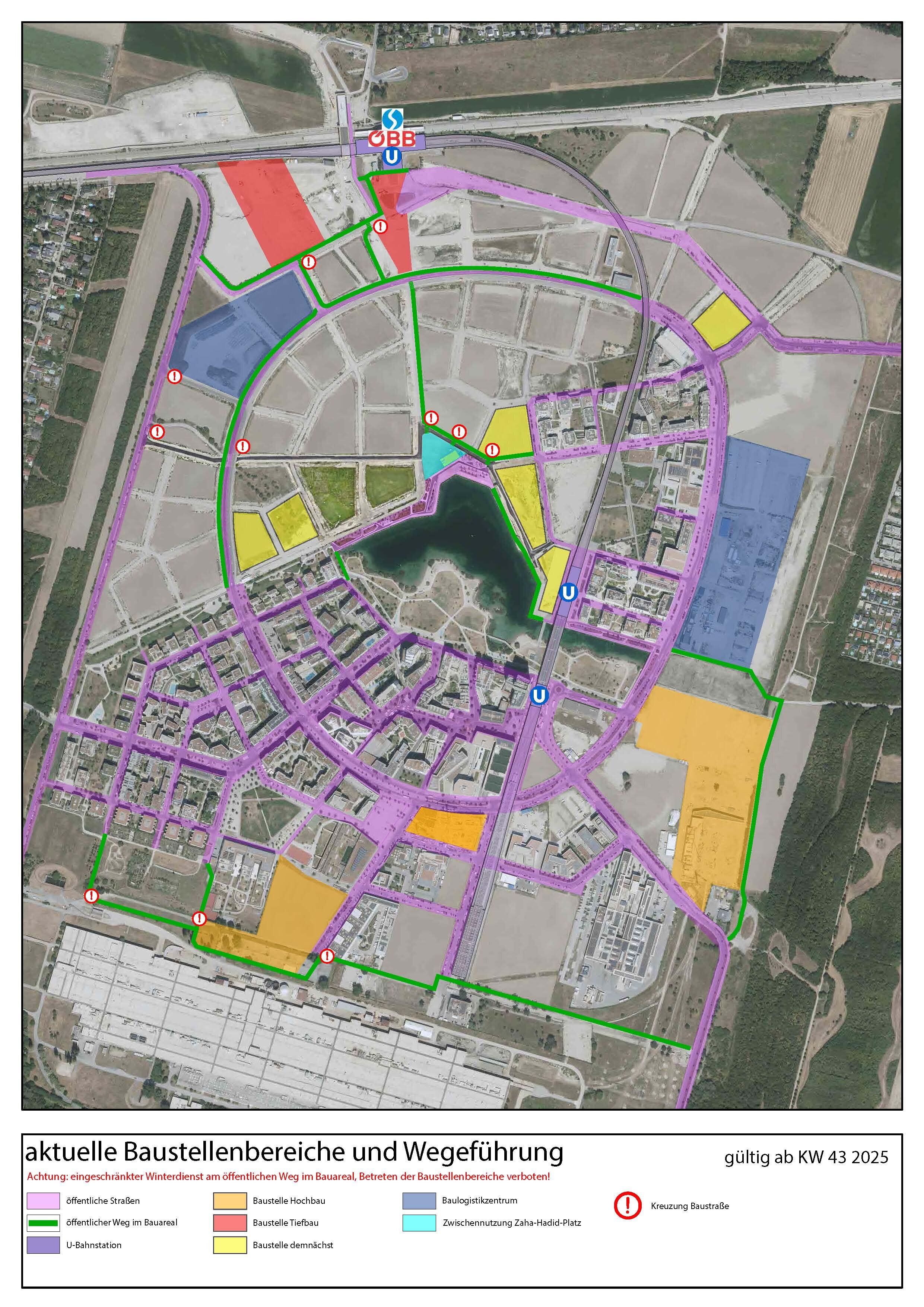 Attention – new traffic routing in the northwest of the Seestadt