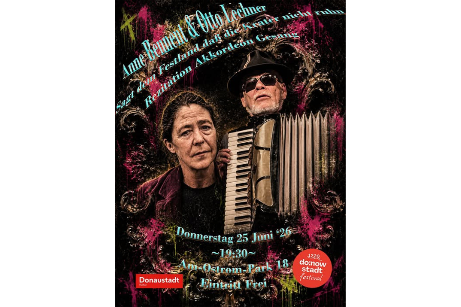 Plakat für die Lesung bzw. das Konzert von Anne Bennet und Otto Lechner 