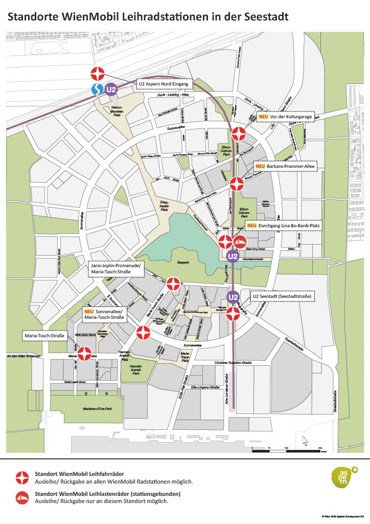 Karte für die Standorte von WienMobil Stationen