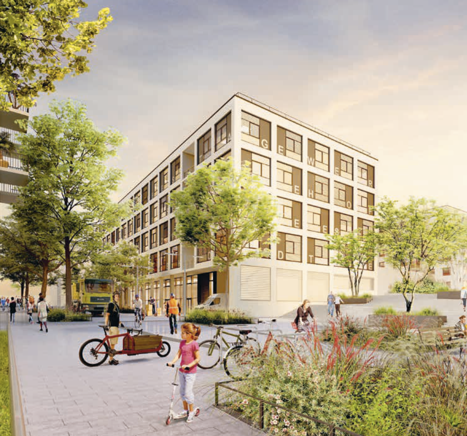 Visualisierung des Gewerbehofs Seestadt