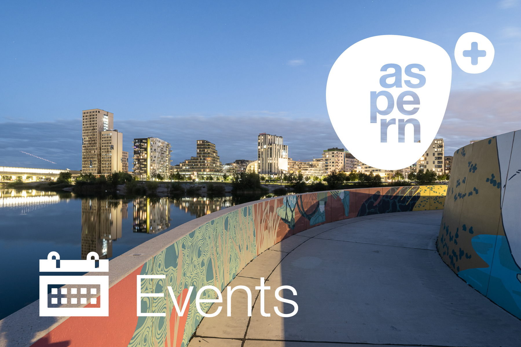 Mural, See und die Skyline von aspern Seestadt