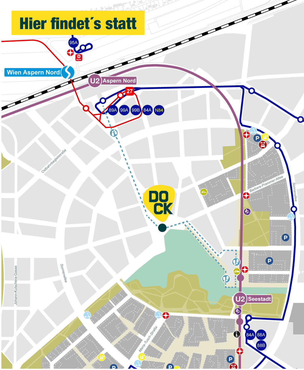 Anfahrtsplan zum DOCK Seestadt