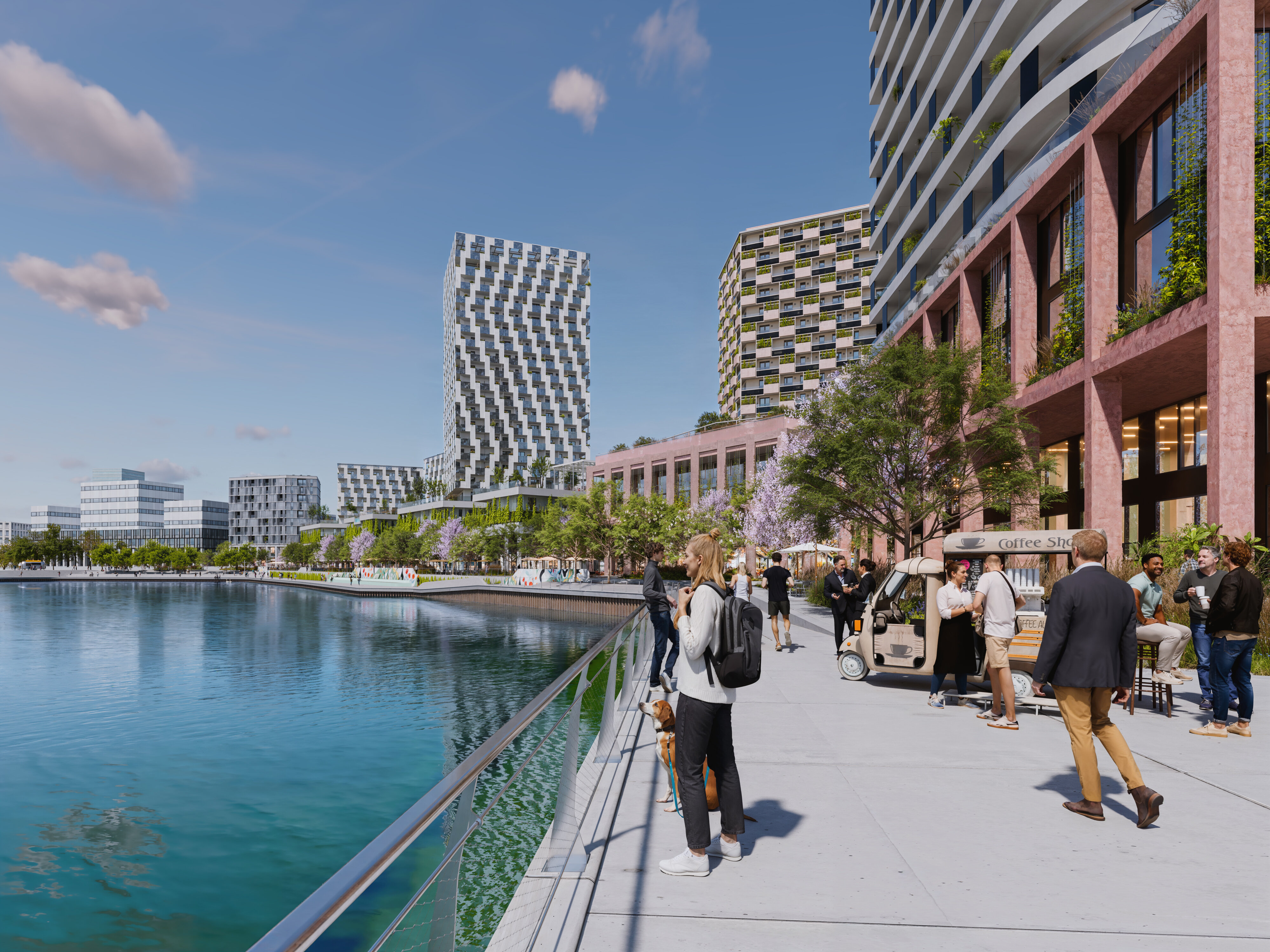 Die künftige Waterfront im Quartier Seeterrassen in aspern Seestadt 